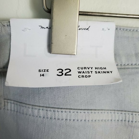 Loft Jeans 32 Curvy Gray Skinny Crop Dip Dye Casual Summer Stretchy Midsize - Picture 6 of 9